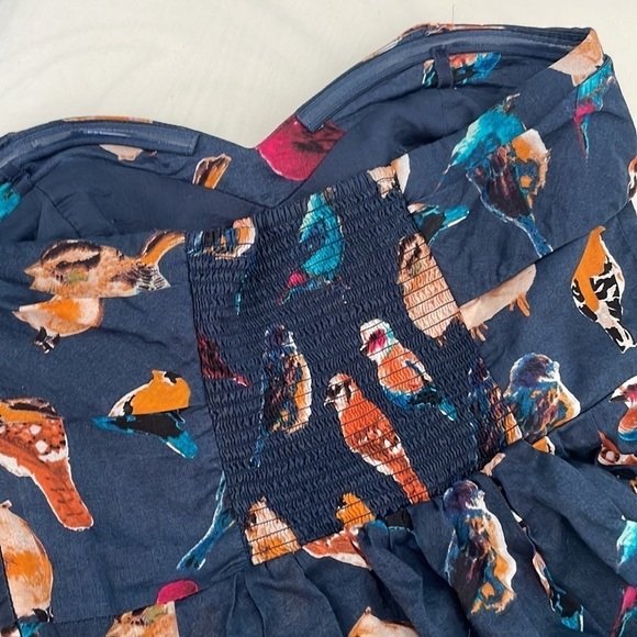 Anthropologie "Native birds "strapless birdie novelty print Quirky Adorable Y2K - Picture 11 of 12